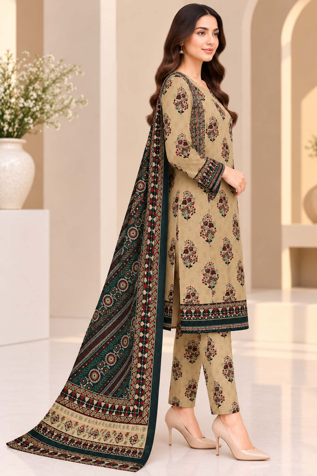 Premium Khaddar Digital Printed 3‑Piece Suit