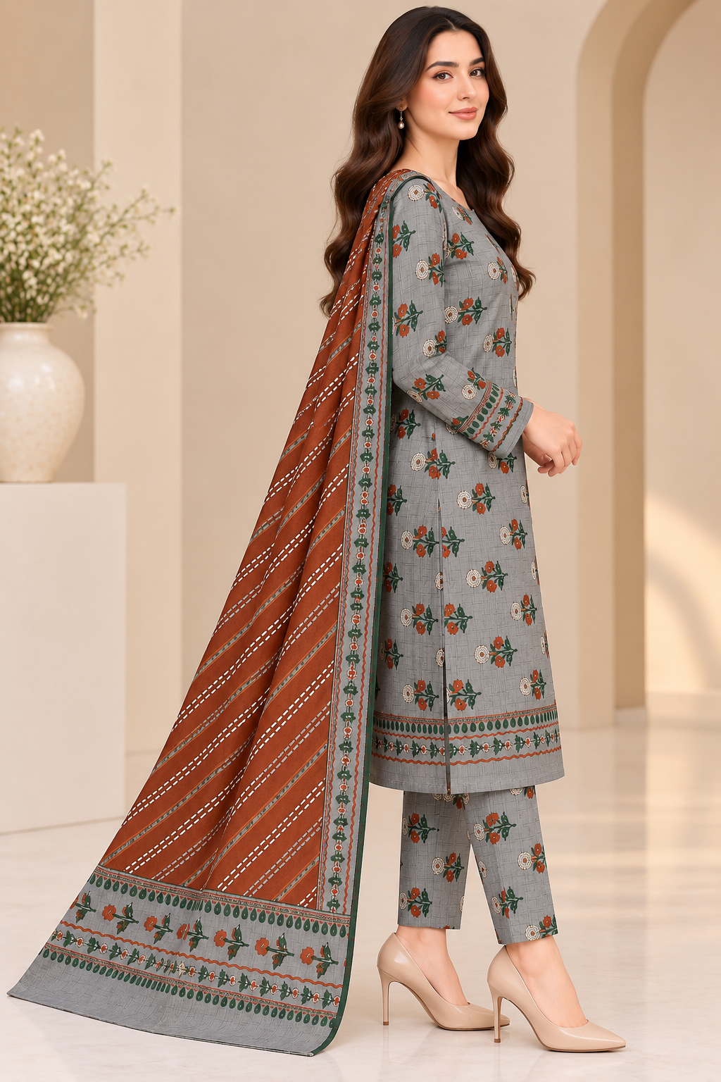 Premium Khaddar Digital Printed 3‑Piece Suit