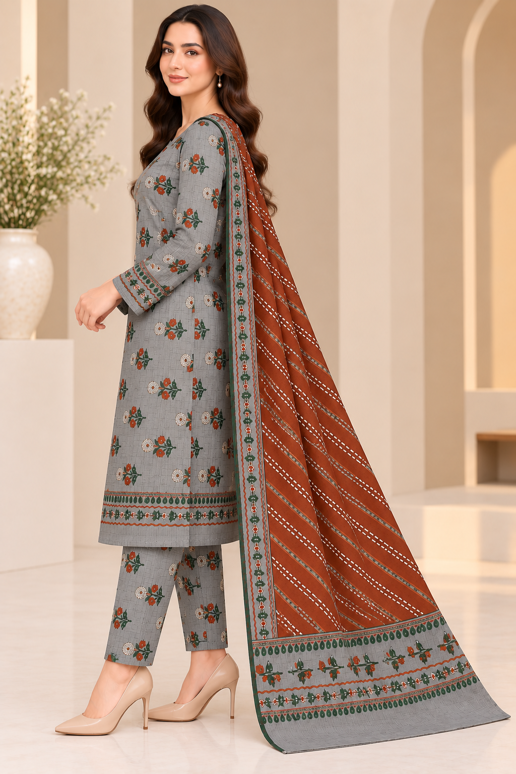 Premium Khaddar Digital Printed 3‑Piece Suit