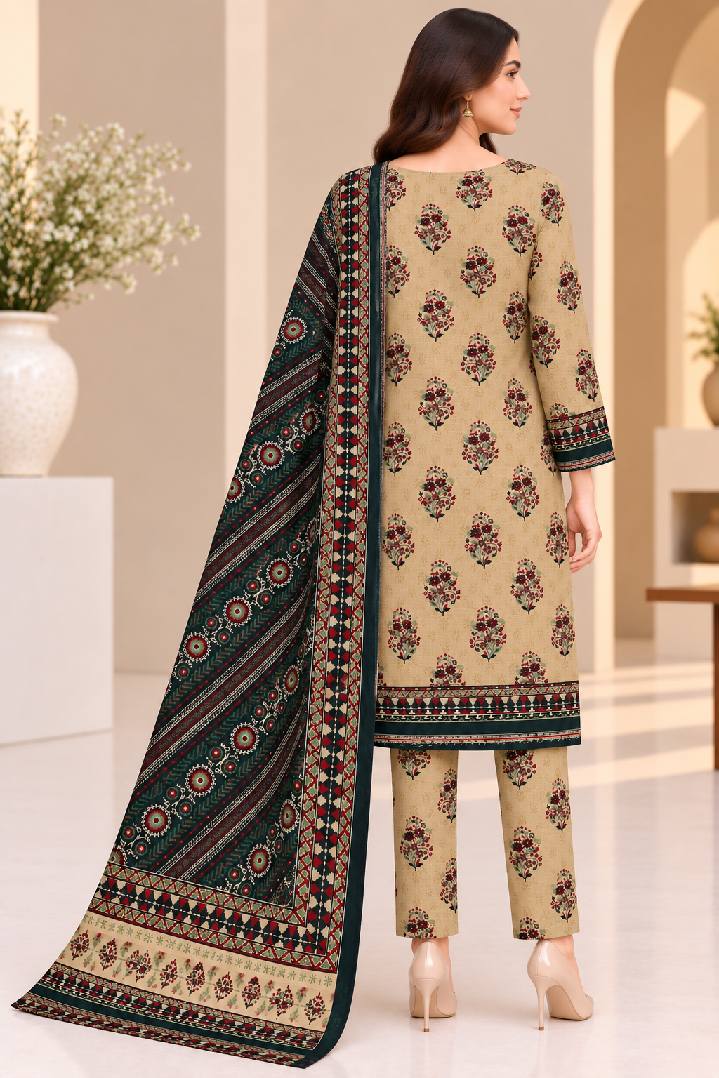 Premium Khaddar Digital Printed 3‑Piece Suit