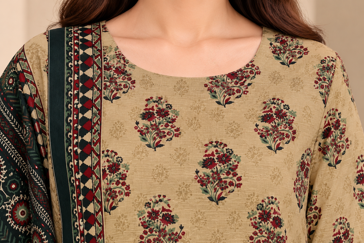 Premium Khaddar Digital Printed 3‑Piece Suit