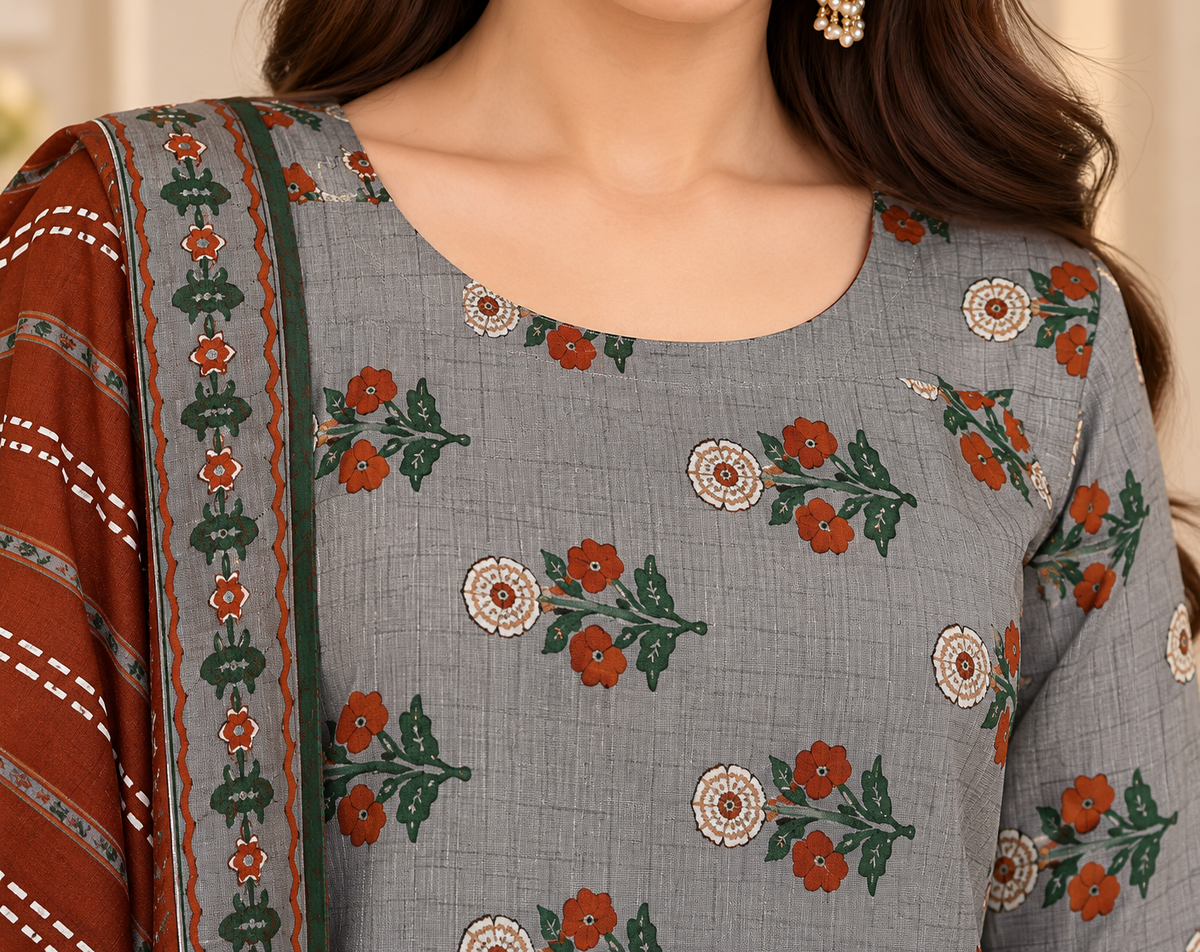 Premium Khaddar Digital Printed 3‑Piece Suit