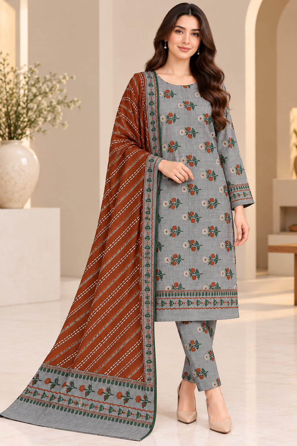 Premium Khaddar Digital Printed 3‑Piece Suit