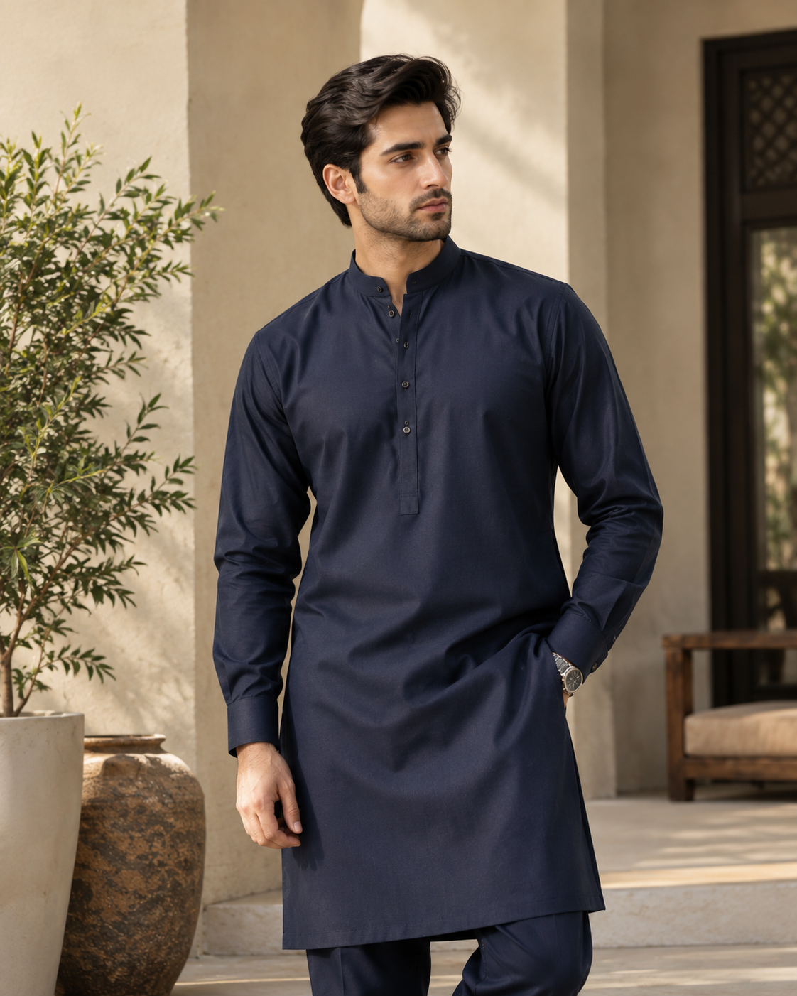 Premium Grey Floral Khaddar 3-Piece Suit - Style 5