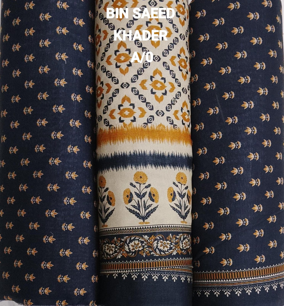 Premium Grey Floral Khaddar 3-Piece Suit - Style 2